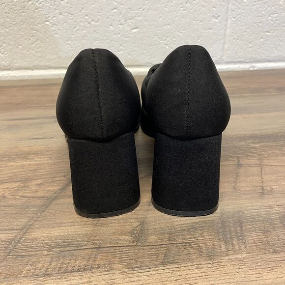 VTG 90’s Prima Royale Black Fabric Chunky Platform Pumps Heels Women's 6.5M - Picture 4 of 10